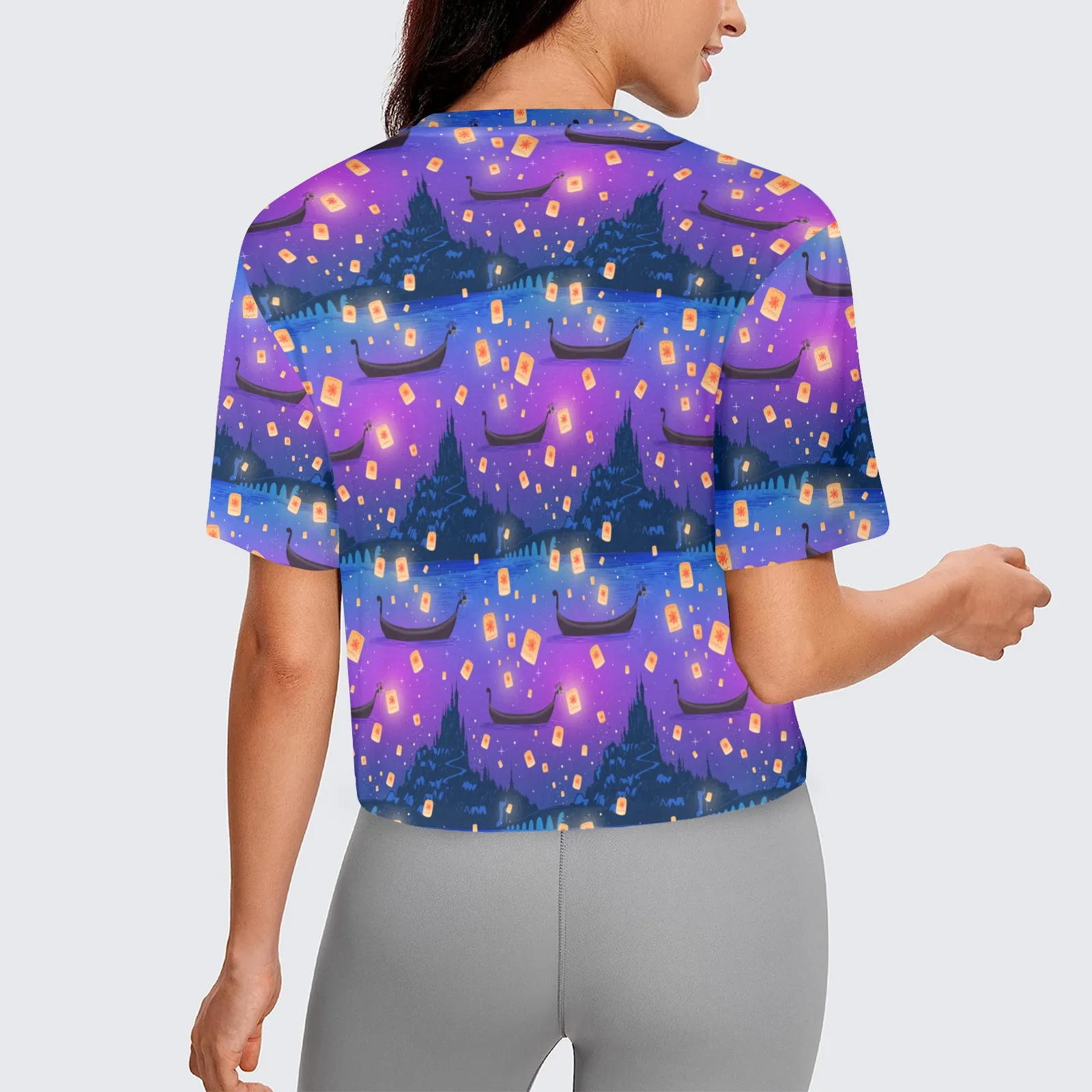 Disney Tangled Rapunzel Floating Lanterns Women's Cropped T-shirt