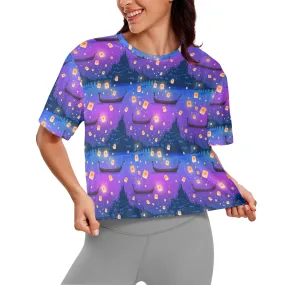 Disney Tangled Rapunzel Floating Lanterns Women's Cropped T-shirt