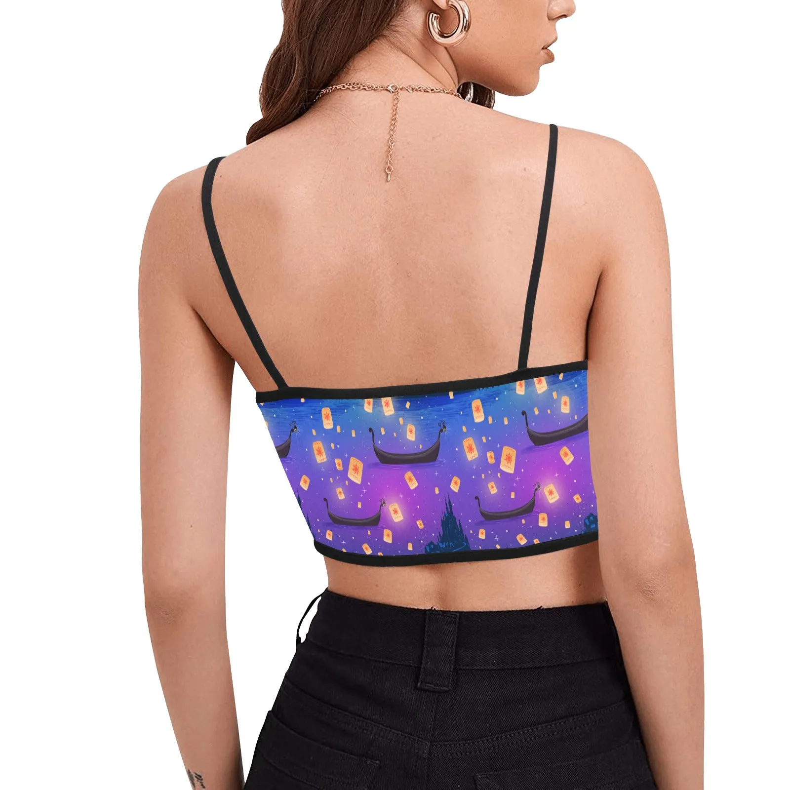 Disney Tangled Rapunzel Floating Lanterns Women's Spaghetti Strap Crop Top