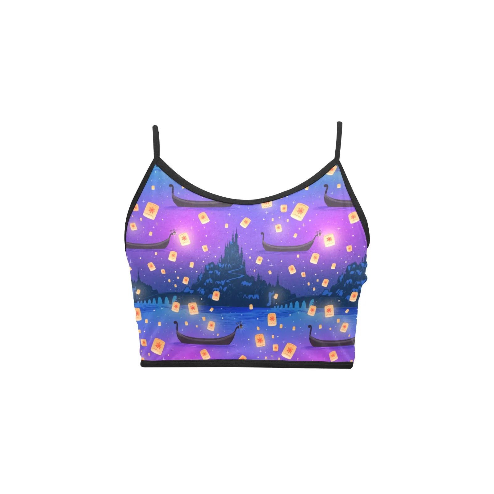 Disney Tangled Rapunzel Floating Lanterns Women's Spaghetti Strap Crop Top