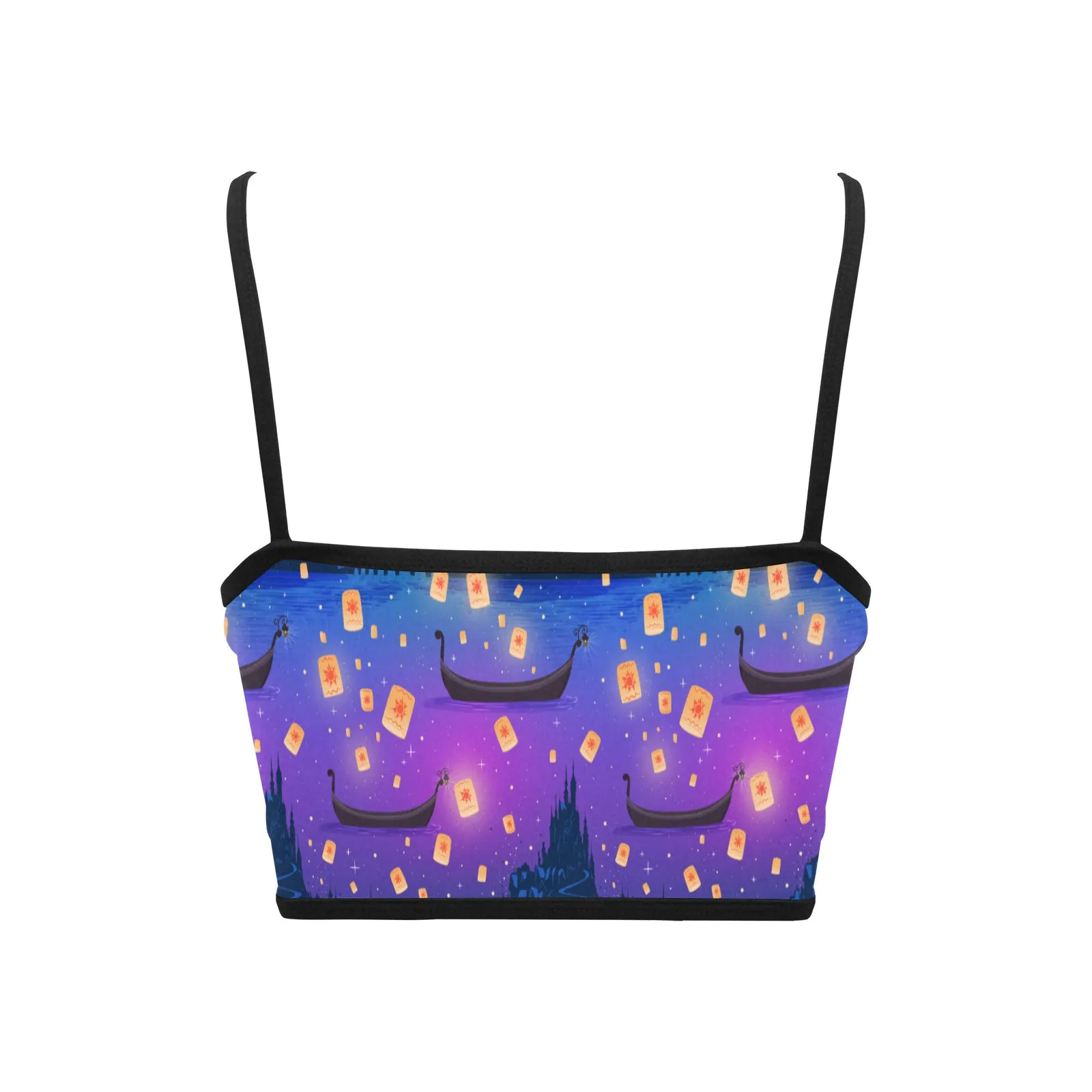 Disney Tangled Rapunzel Floating Lanterns Women's Spaghetti Strap Crop Top