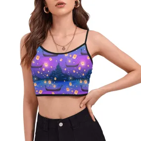 Disney Tangled Rapunzel Floating Lanterns Women's Spaghetti Strap Crop Top