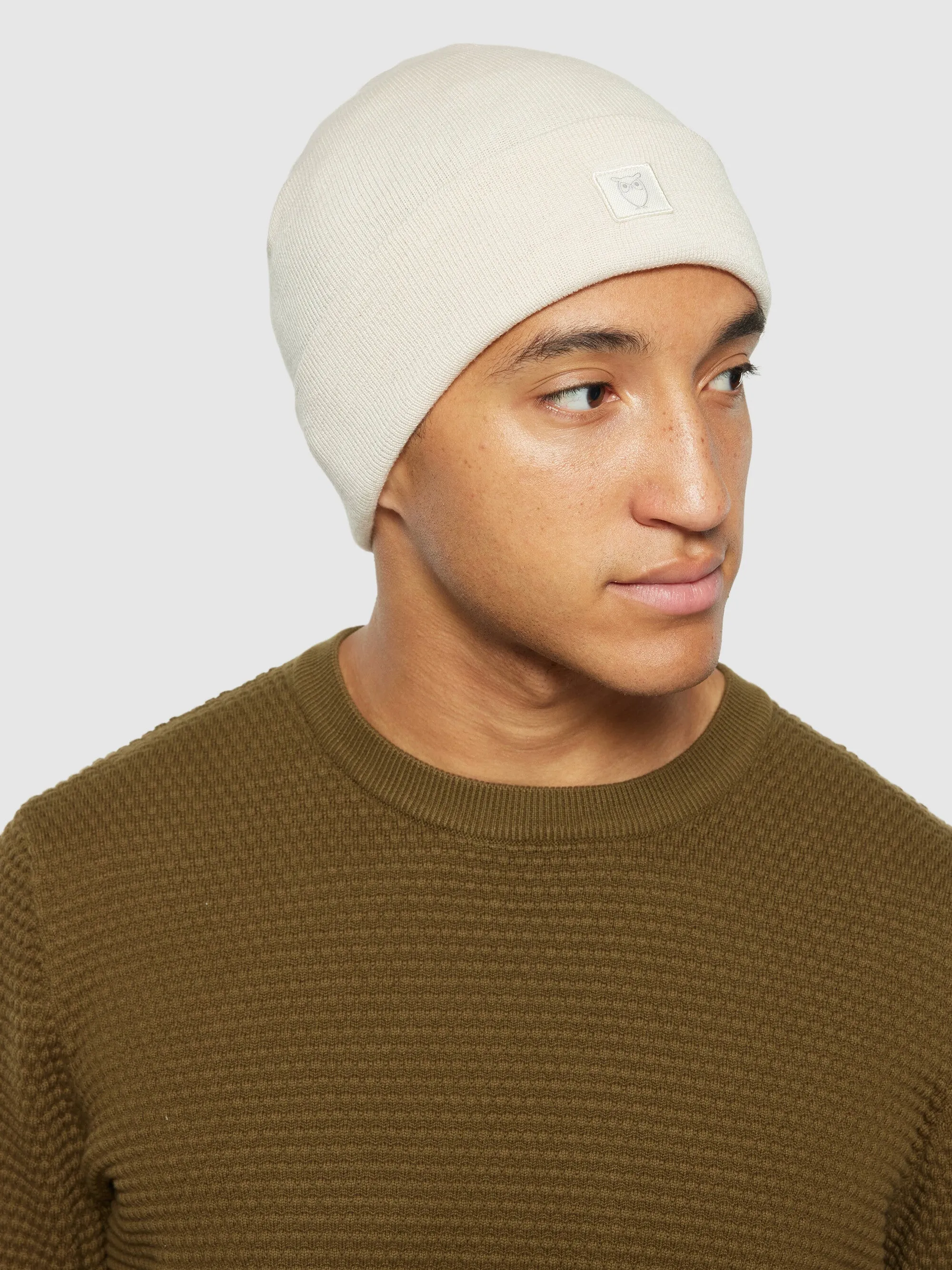 Double layer fine merino wool beanie - RWS - Kelp