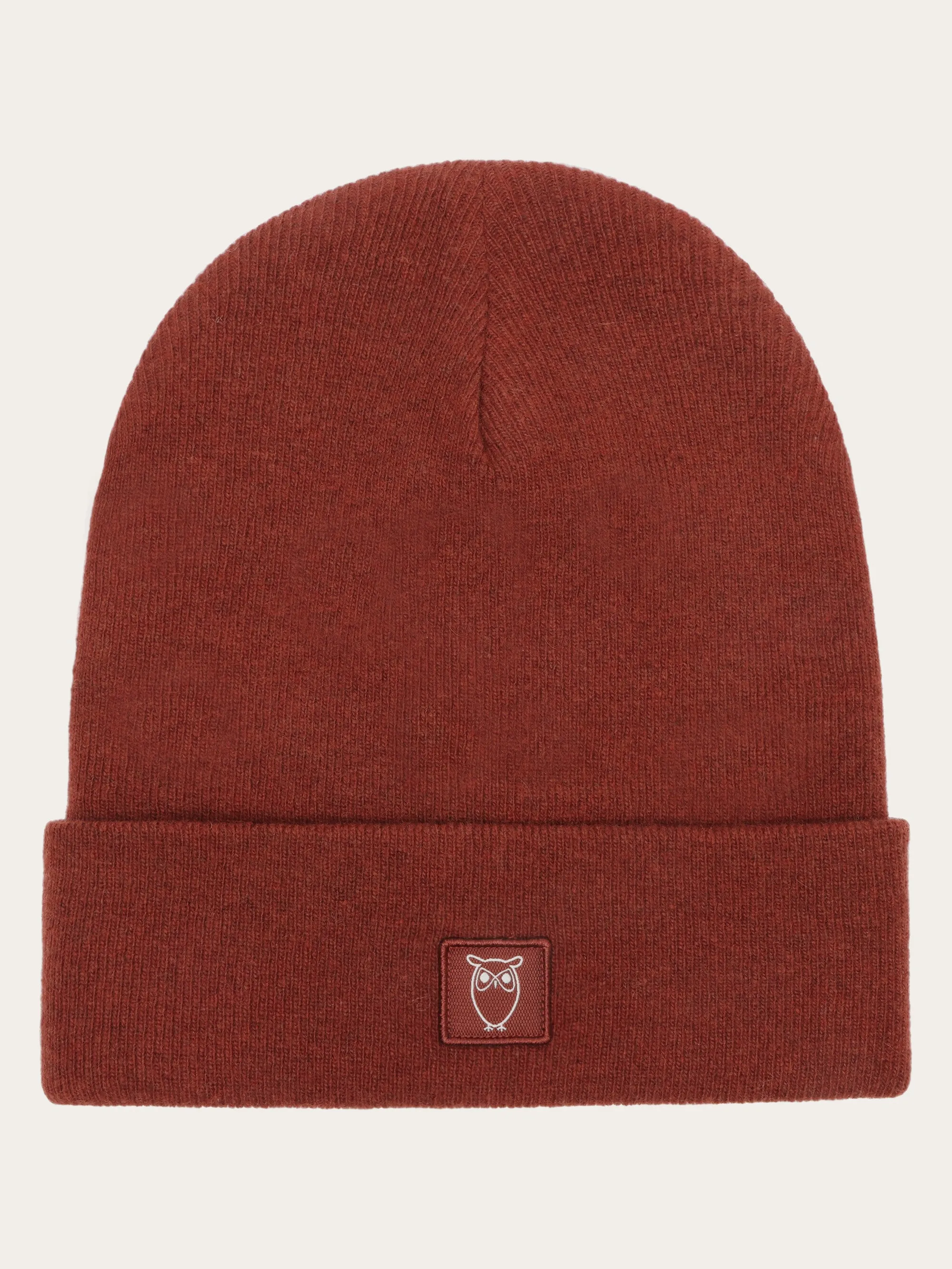 Double layer wool beanie - Fired Brick