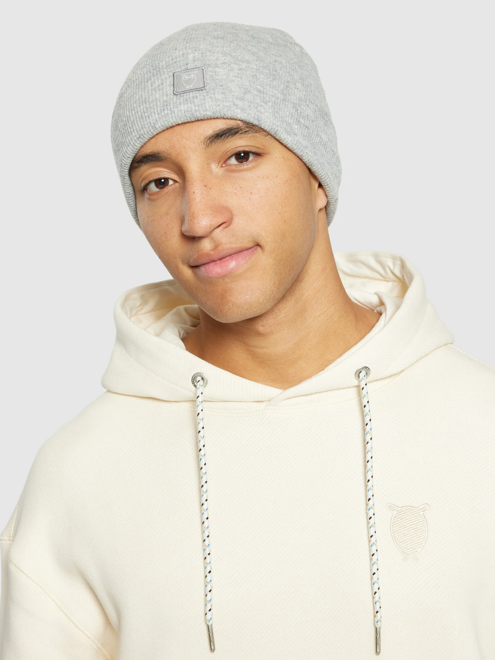 Double layer wool beanie - Grey Melange