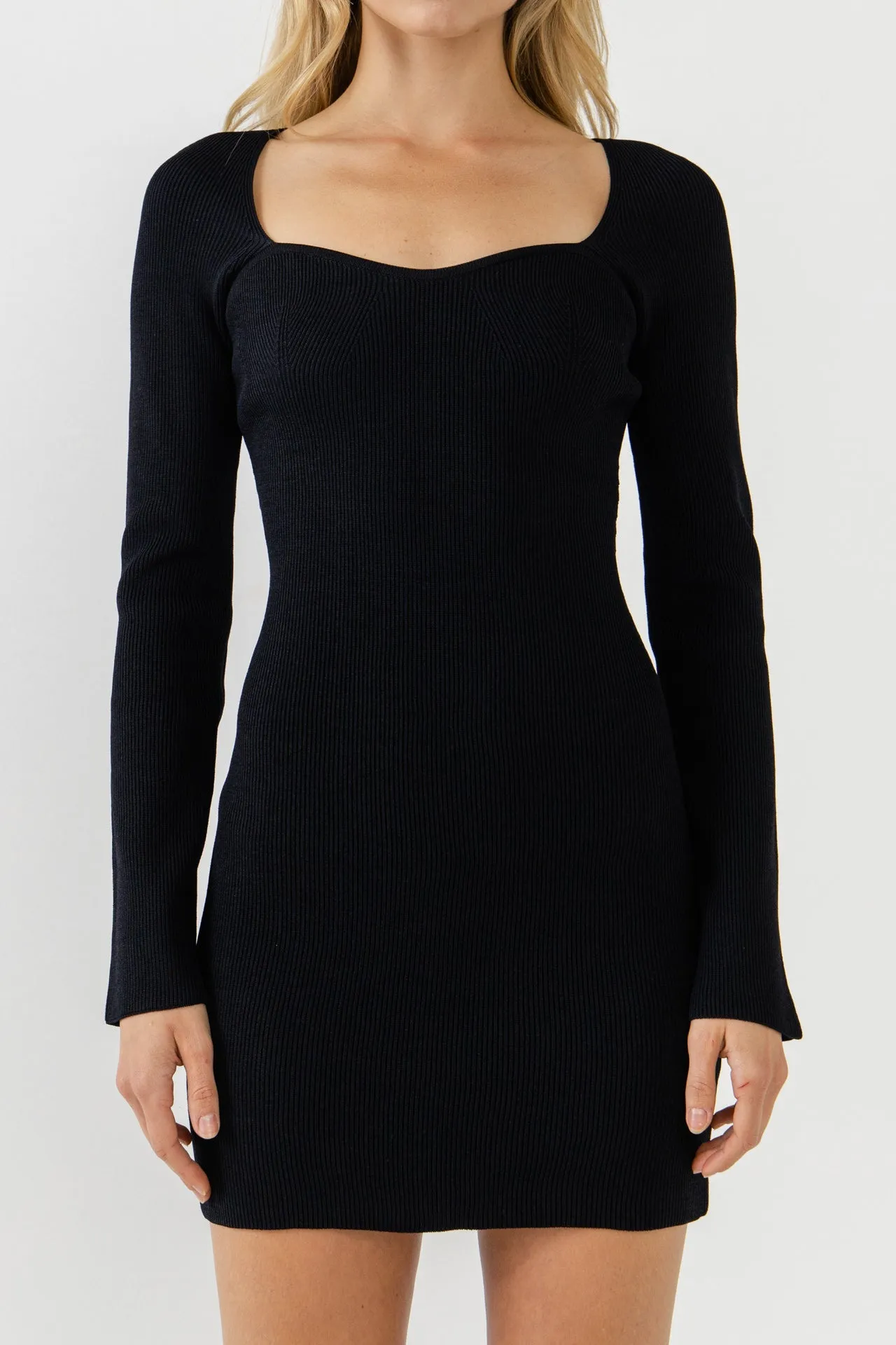 Endless Rose - Square neckline Knit Mini Dress