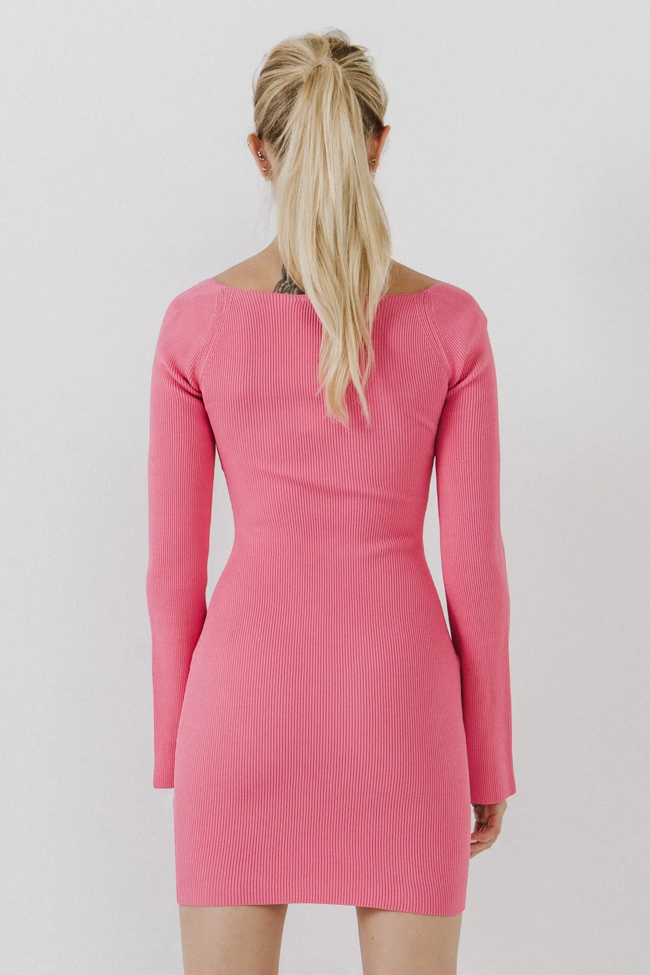 Endless Rose - Square neckline Knit Mini Dress