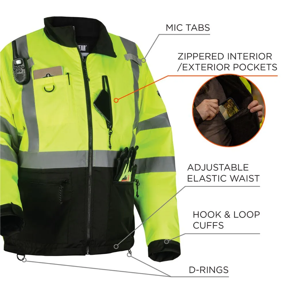 Ergodyne 23425 #8351 XL Lime Hi-Vis Windbreaker Water-Resistant Jacket