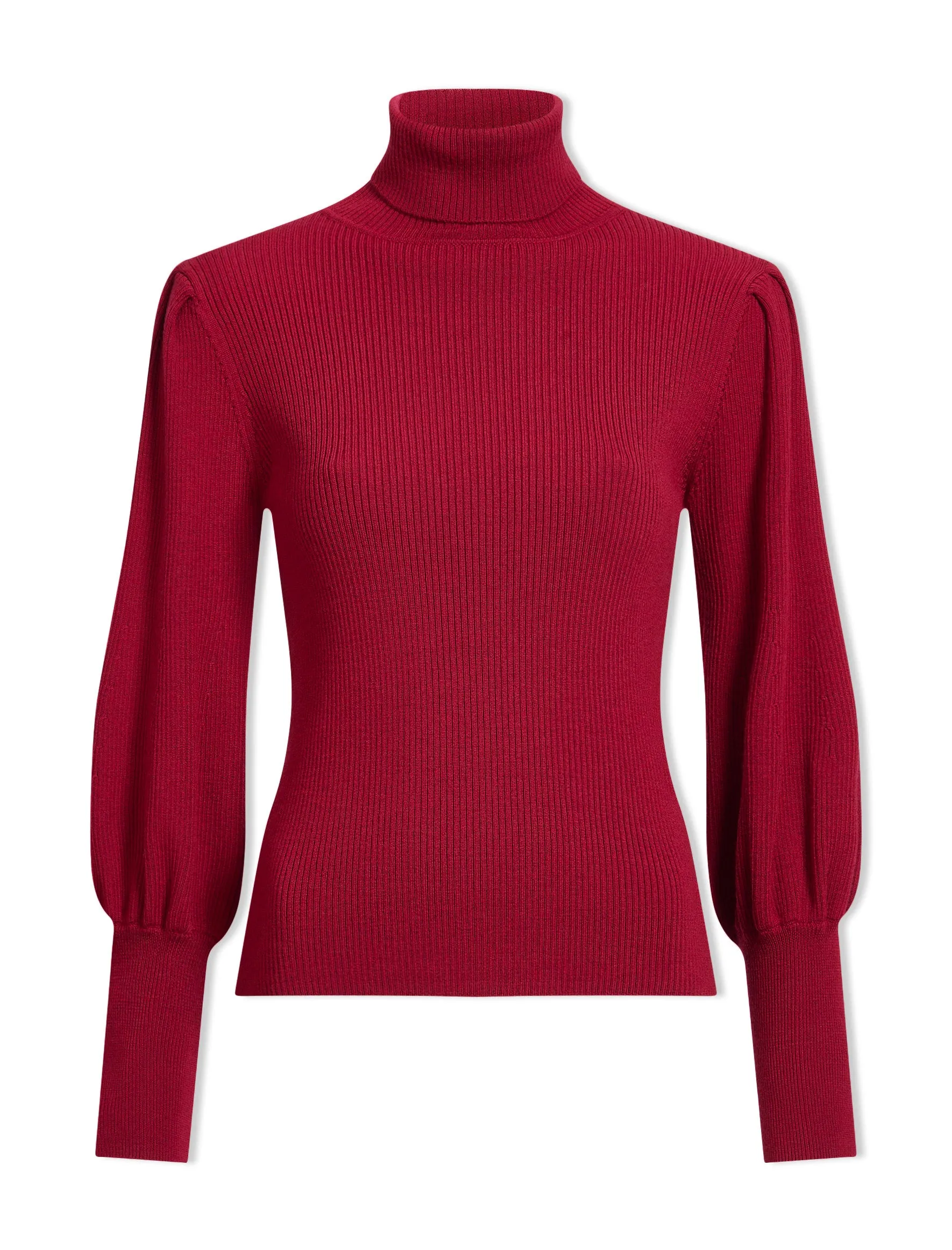 Eva Wool Roll Neck Jumper - Dark Red