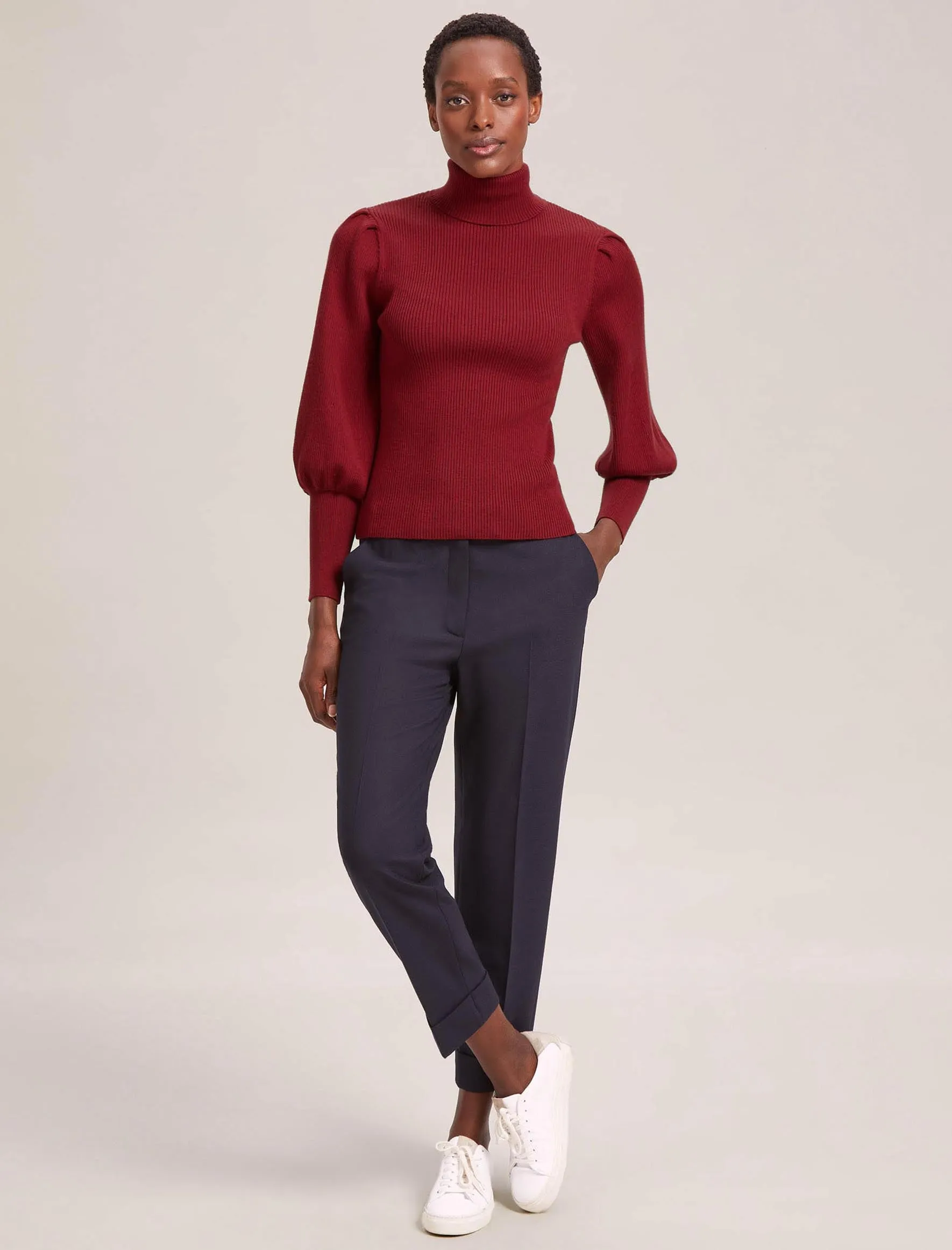 Eva Wool Roll Neck Jumper - Dark Red