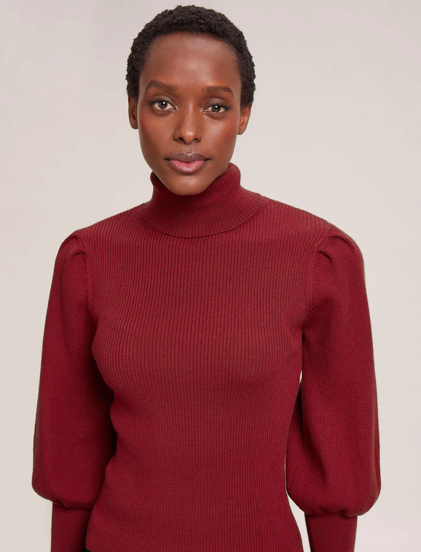 Eva Wool Roll Neck Jumper - Dark Red