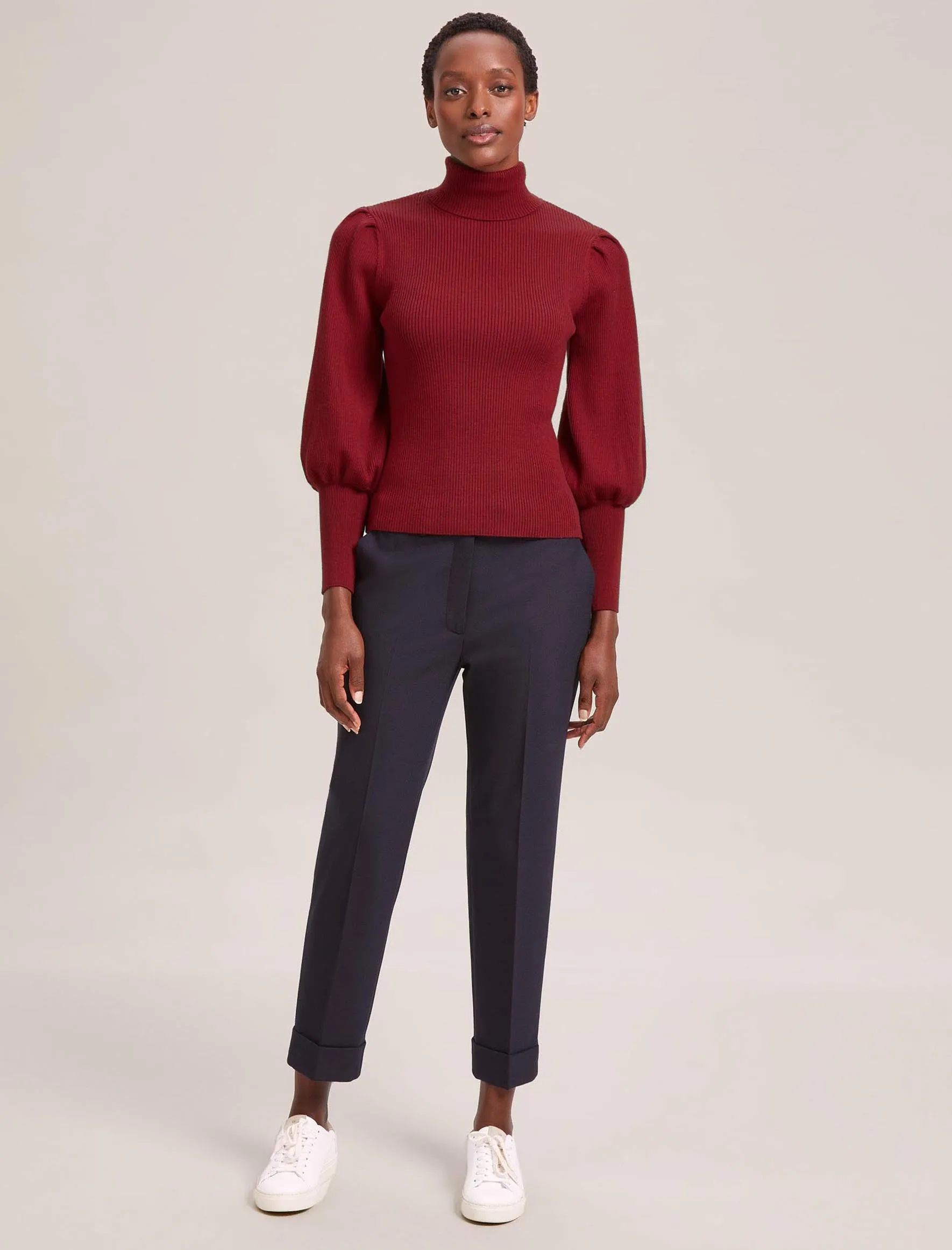 Eva Wool Roll Neck Jumper - Dark Red