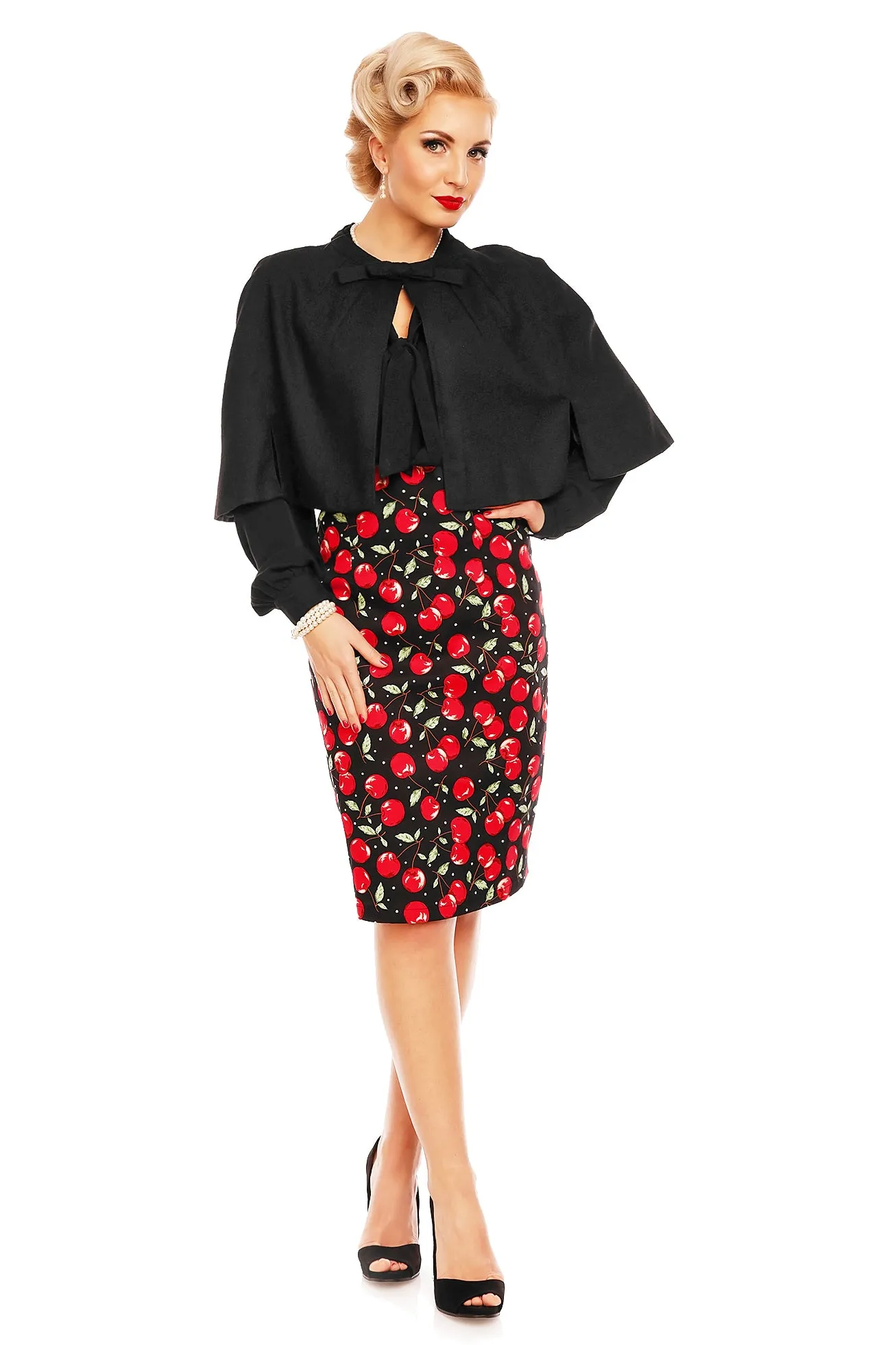 Falda Vintage 50s  Style Pencil Skirt in Black Cherry