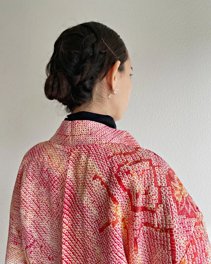 Floral Rhomb Shibori Haori Kimono Jacket