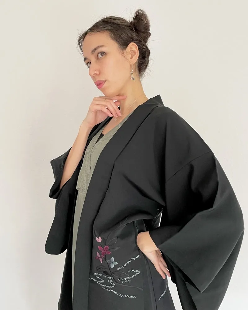 Flower Embroidery Haori Kimono Jacket