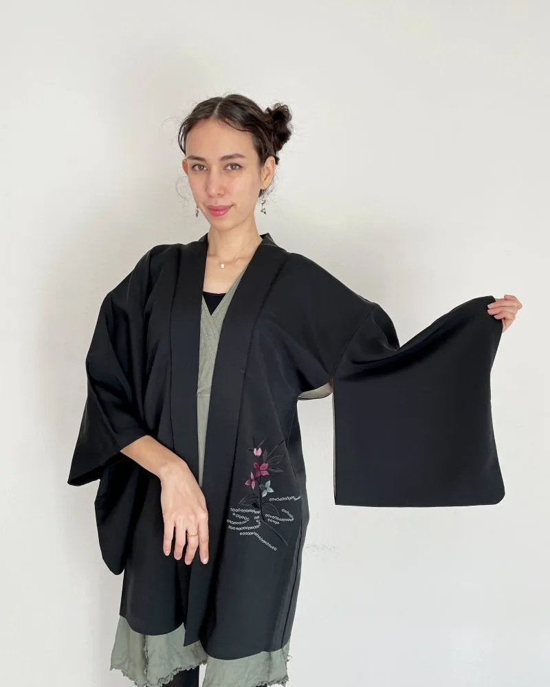 Flower Embroidery Haori Kimono Jacket