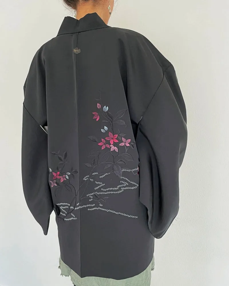 Flower Embroidery Haori Kimono Jacket