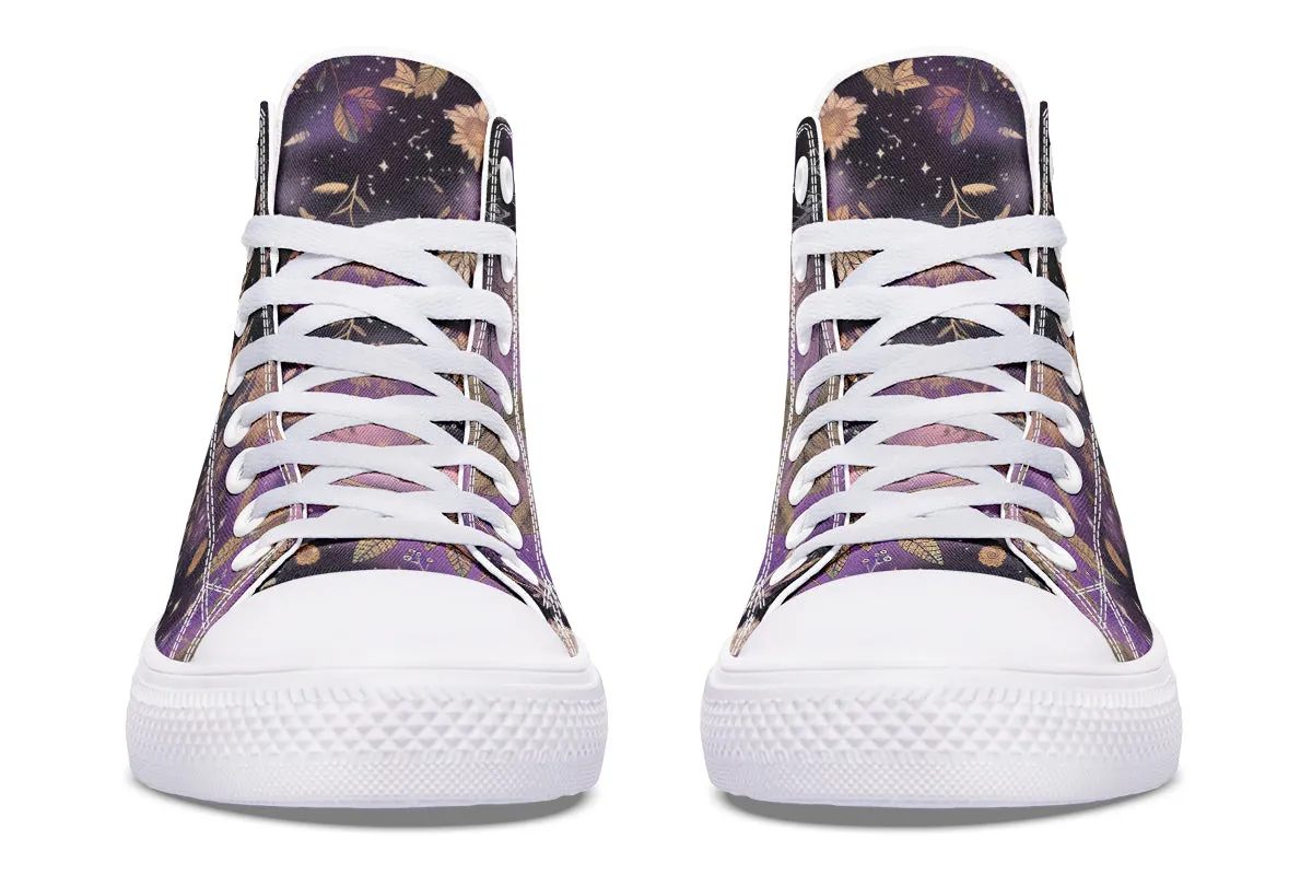 Galactic Bloom High Tops - Classic Premium Canvas Shoes with Comfortable and Durable Soles