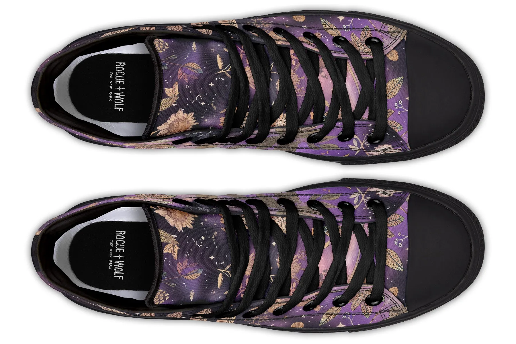 Galactic Bloom High Tops - Classic Premium Canvas Shoes with Comfortable and Durable Soles