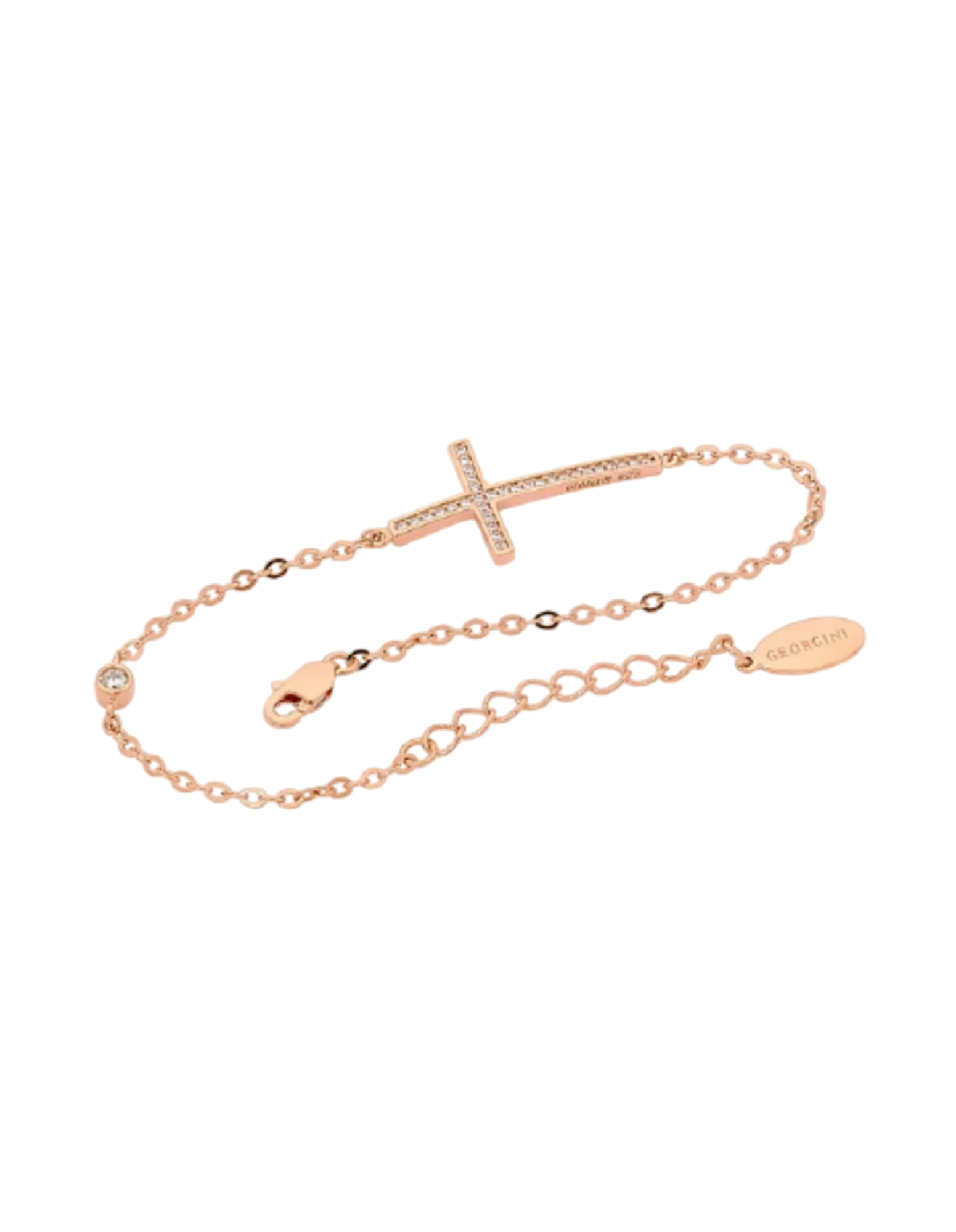 Georgini Cross Bracelet w/ CZ - Rose Gold