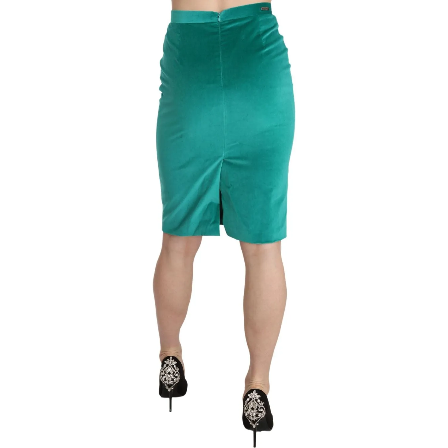 GF Ferre Chic Forest Green Pencil Skirt