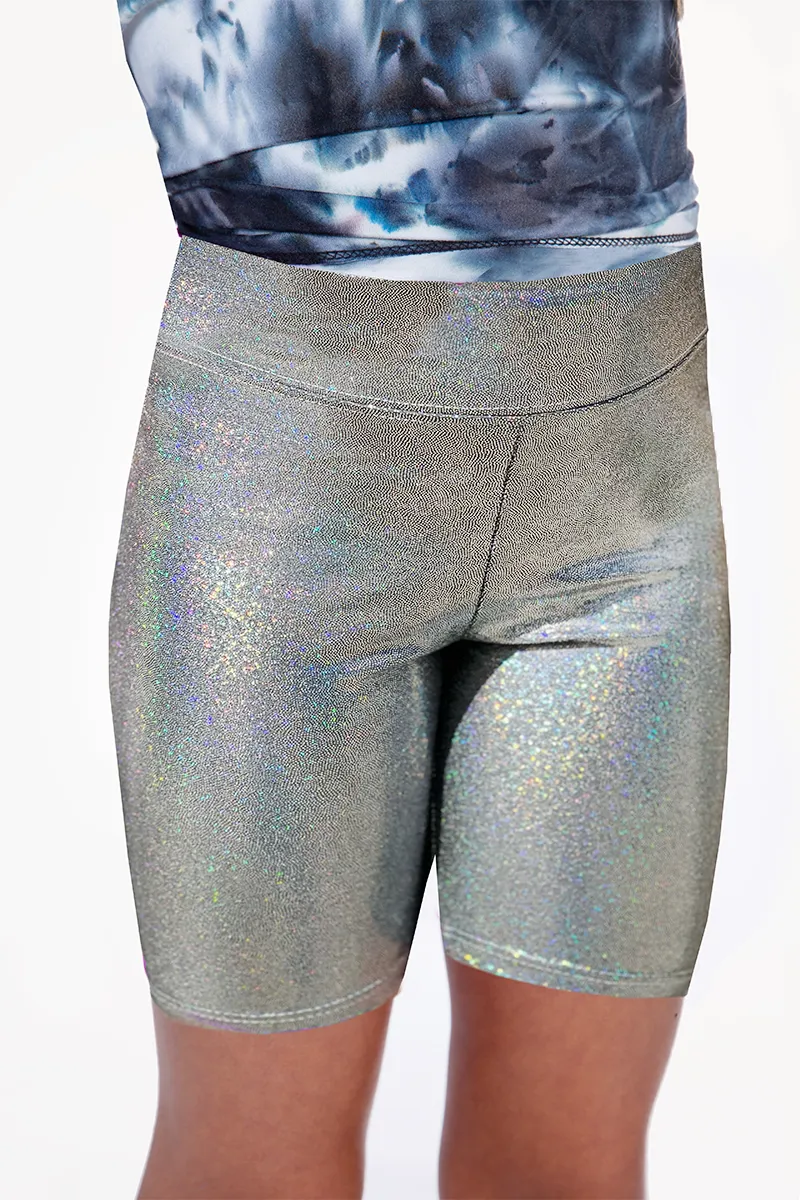 Glitter Biker Short - Metal