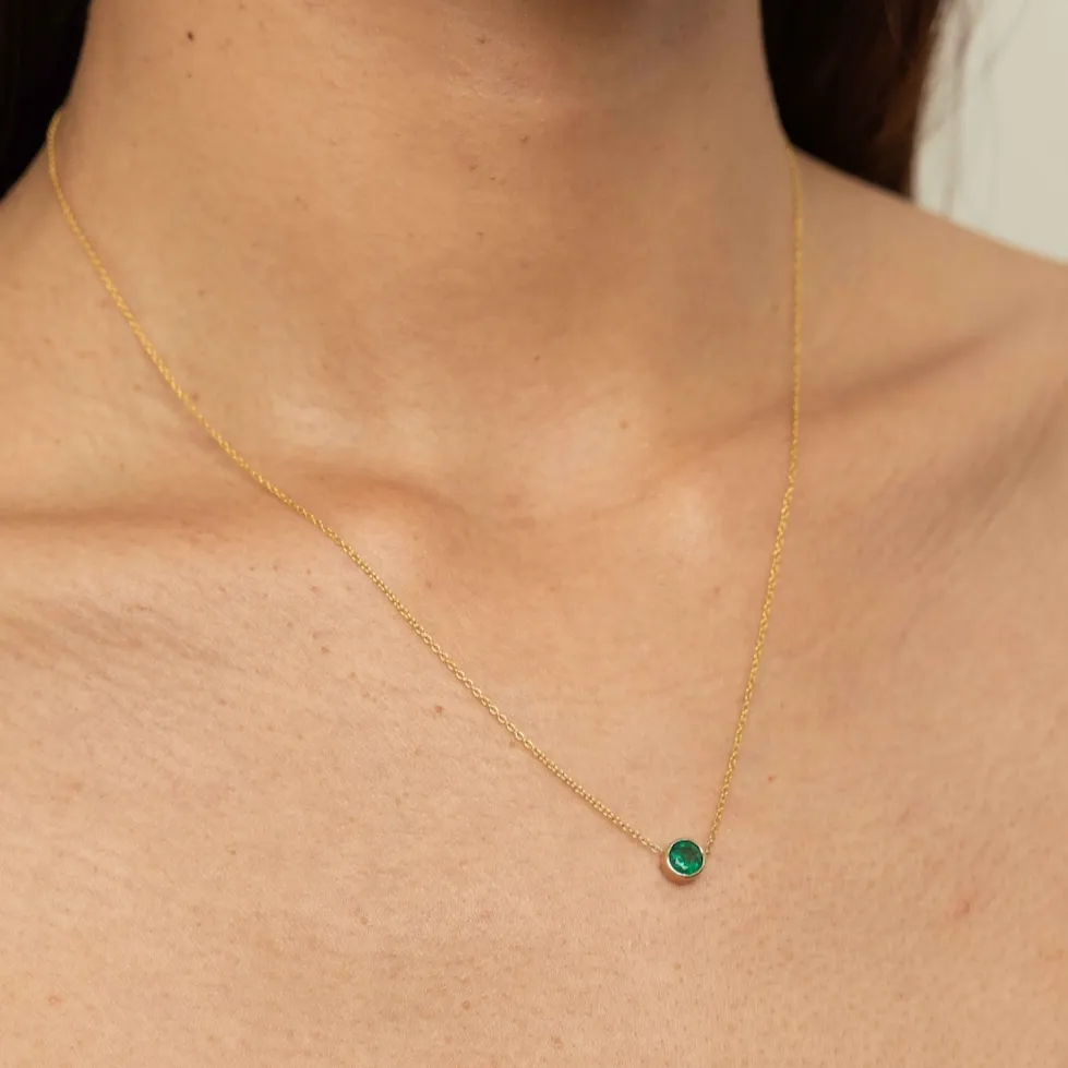 Green Emerald Bezel Necklace