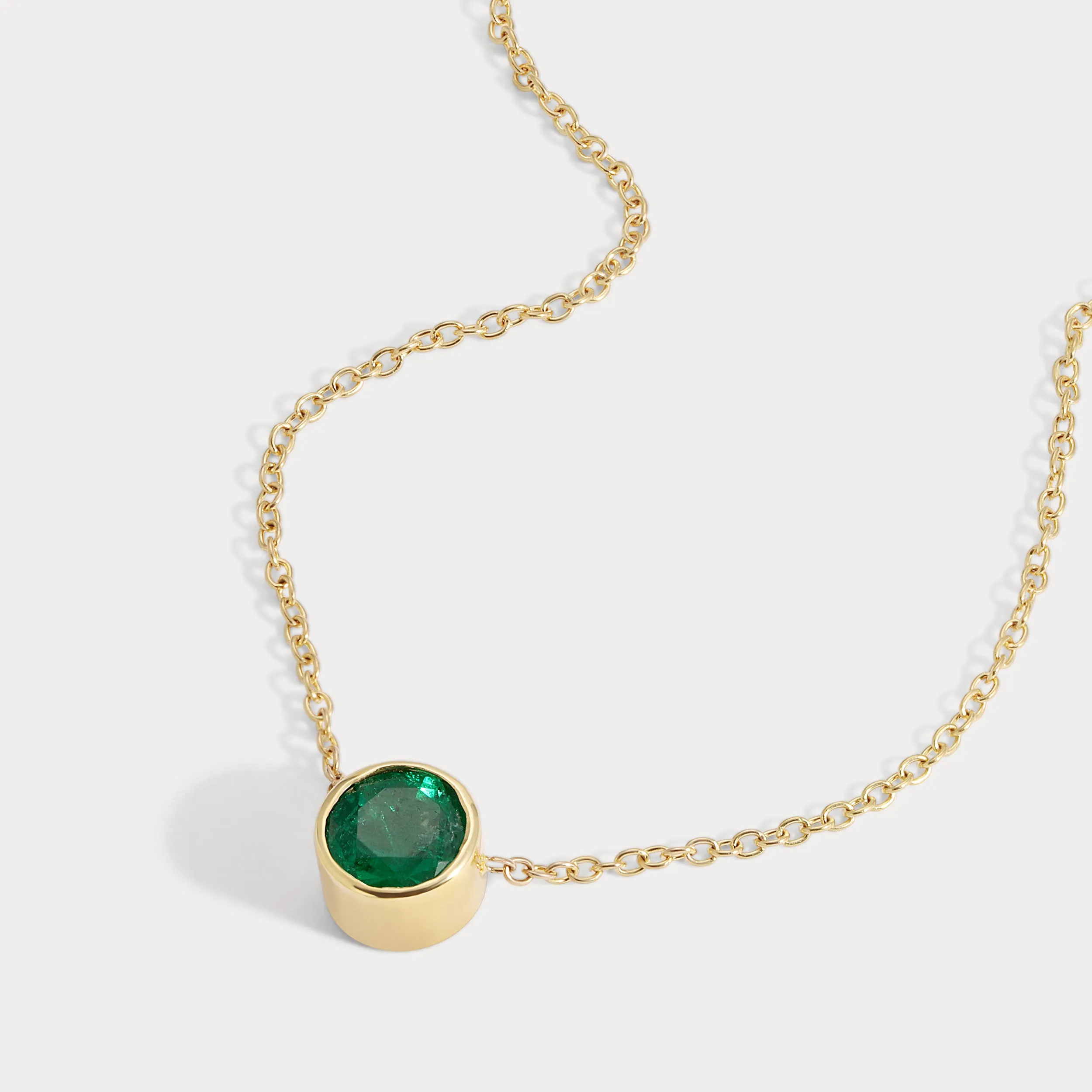 Green Emerald Bezel Necklace