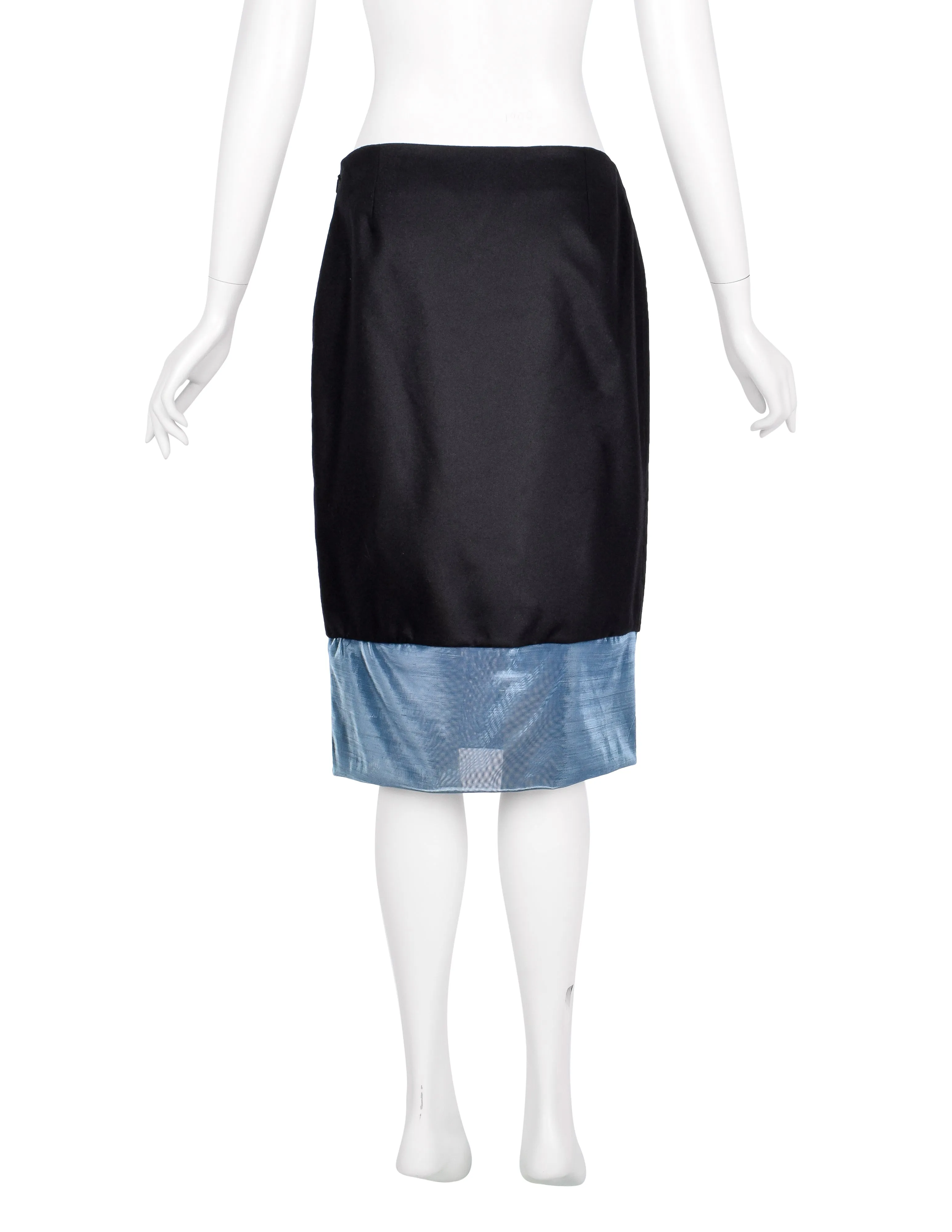 Gucci by Tom Ford Vintage AW 2000 Blue and Charcoal Grey Wool Cashmere Pencil Skirt