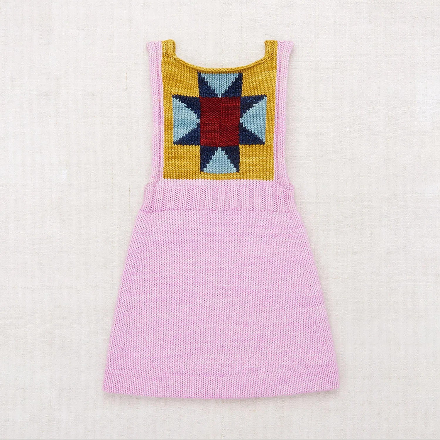 Hand Knit Merino Wool Nova Quilt Pinafore - Pink Lilac