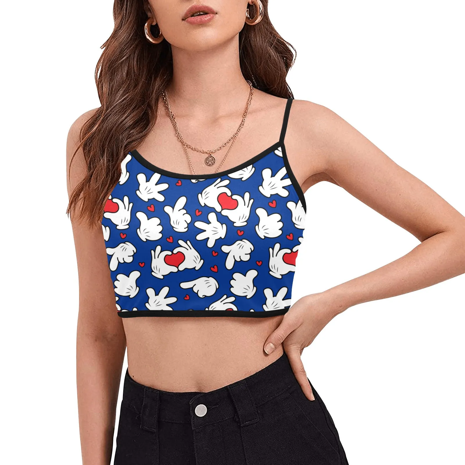 Happy Hands Women's Spaghetti Strap Crop Top