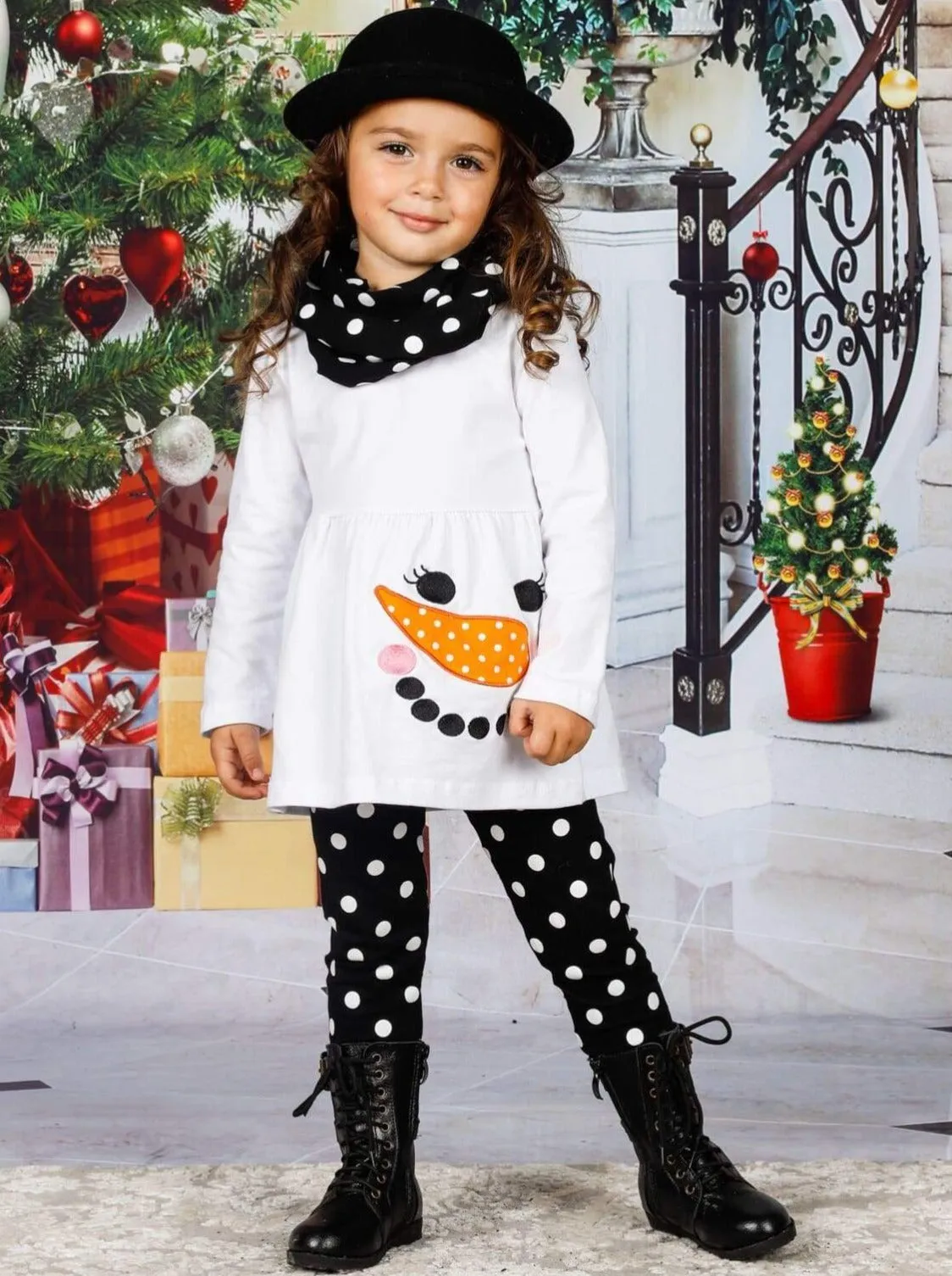 Happy Snowman Tunic, Scarf And Legging Set