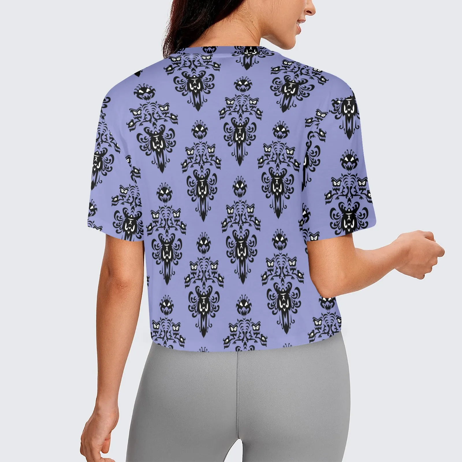 Haunted Mansion Wallpaper Women's Cropped T-shirt