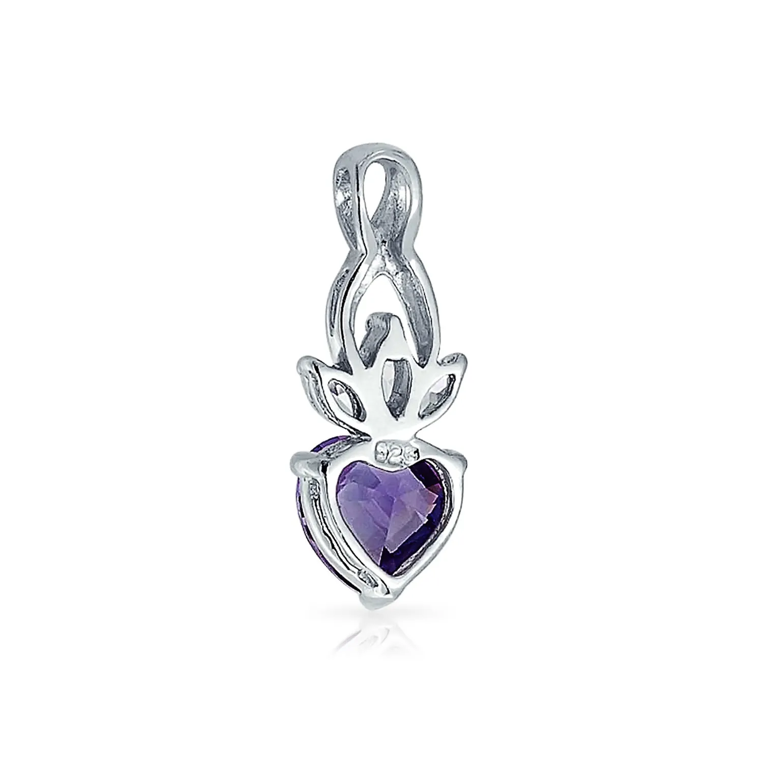 Heart Purple Mystic CZ Stud Earrings Infinity Pendant Jewelry Set