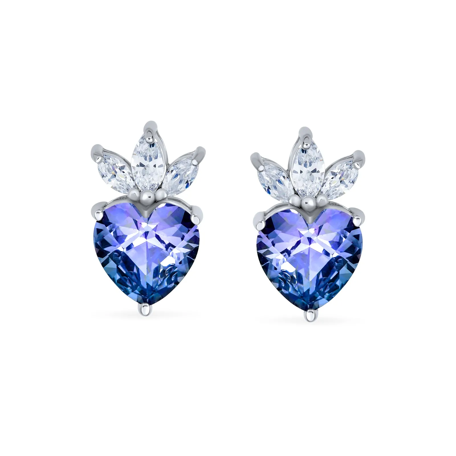 Heart Purple Mystic CZ Stud Earrings Infinity Pendant Jewelry Set