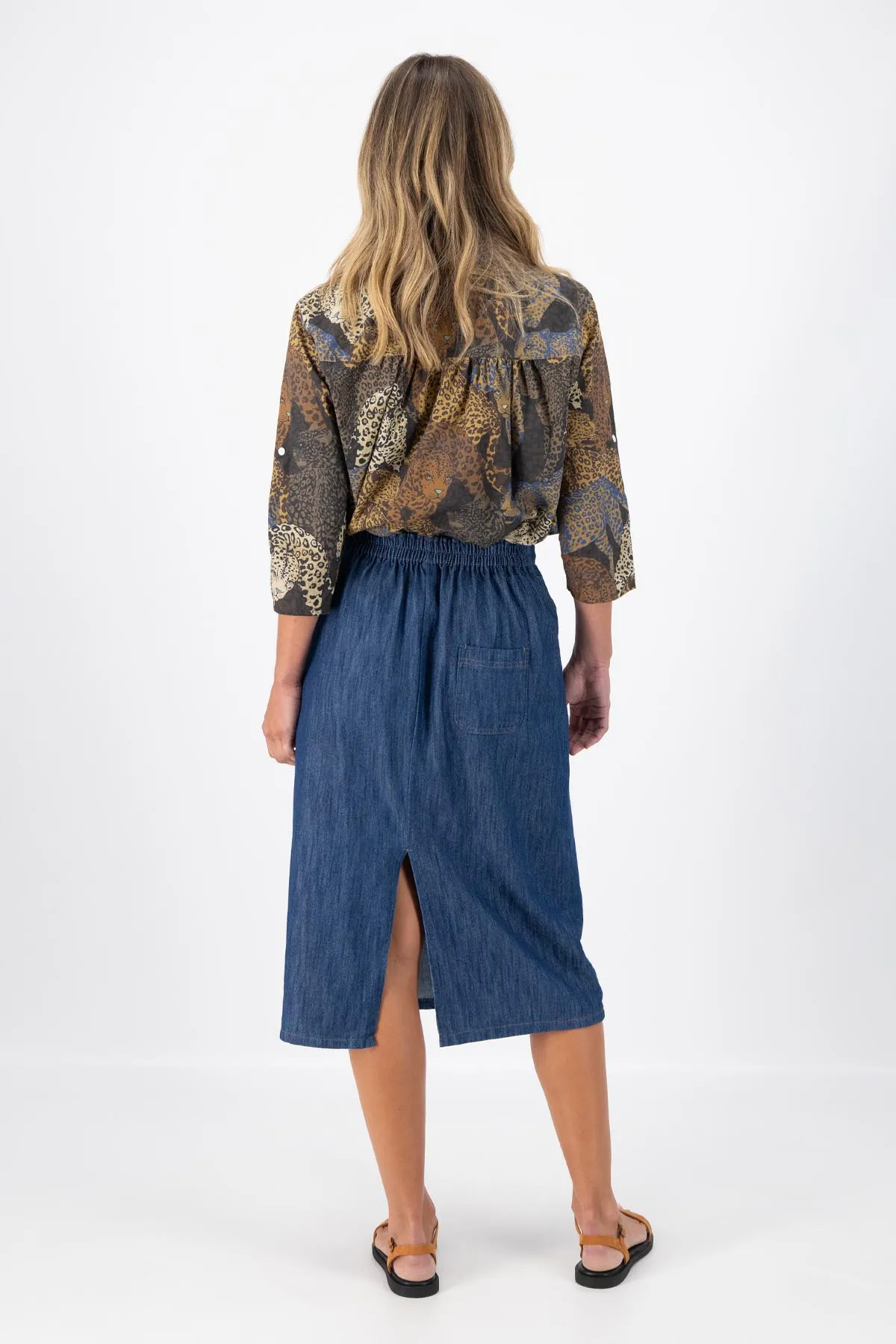 Hepburn Panorama Mid Wash Denim Skirt