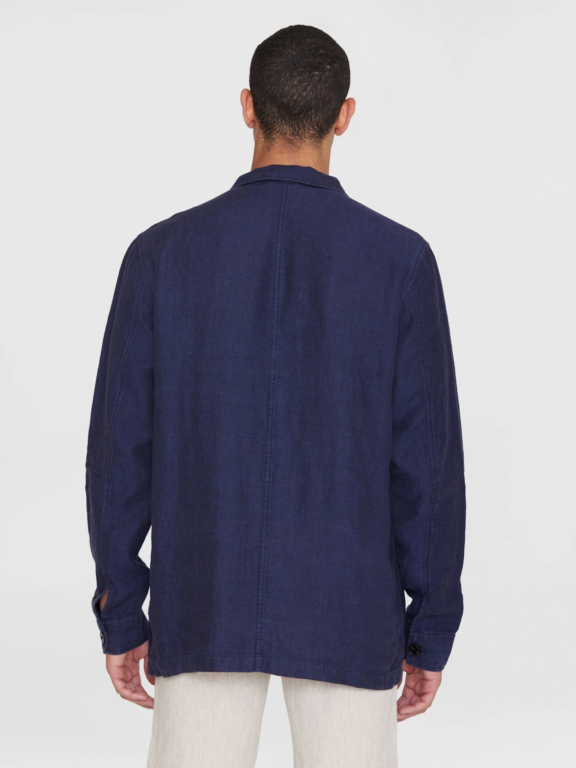 Herringbone linen overshirt - GOTS/Vegan - Total Eclipse