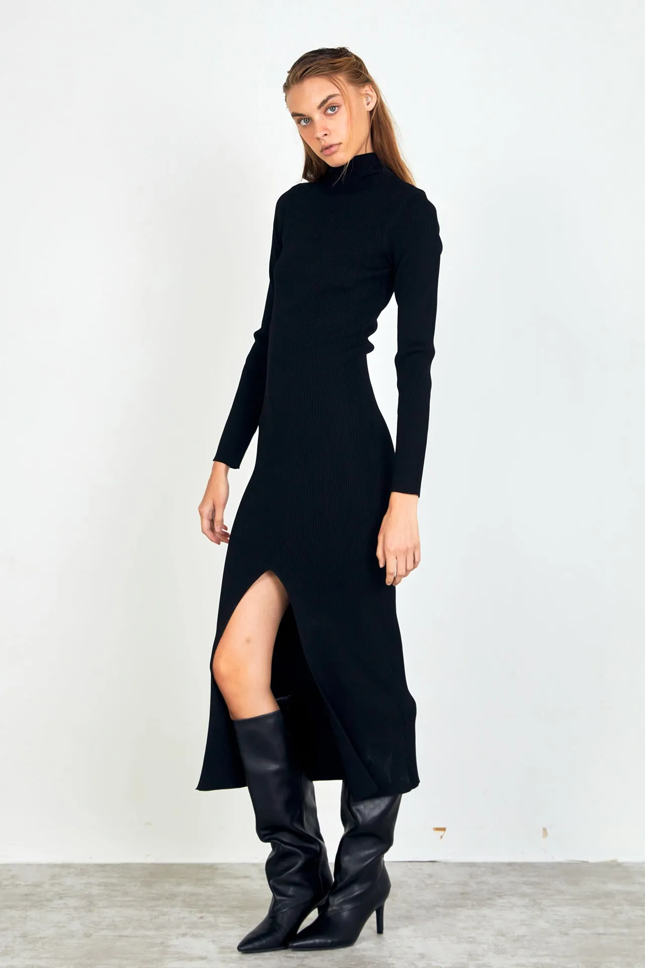 High Neck Maxi Knit Dress