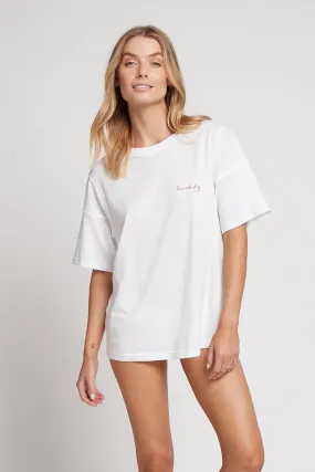 Homebodii Oversized Tencel Womens T-Shirt 'Homebody' - White