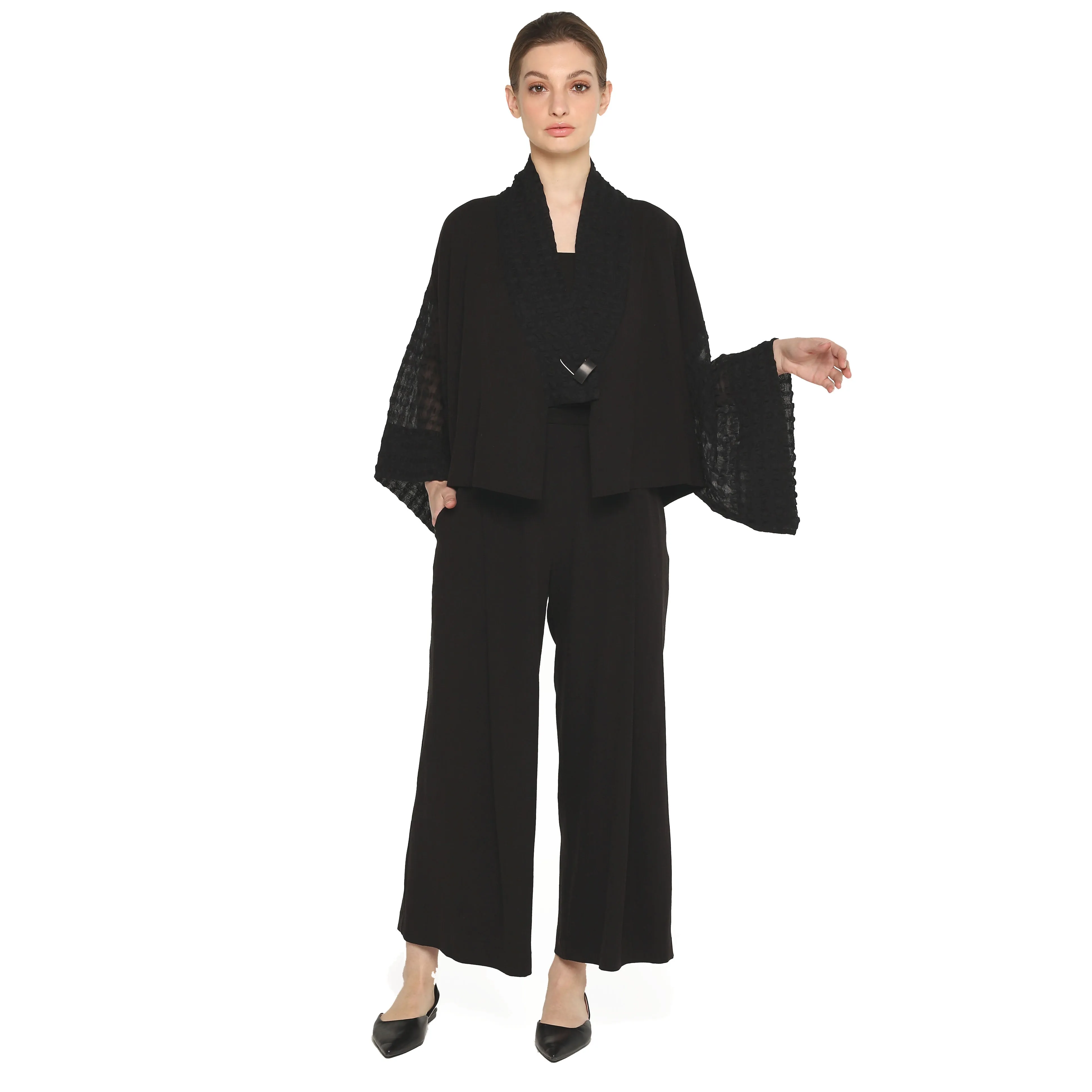 Igor Jacket, Kimono Lattice Sleeves, Black XL