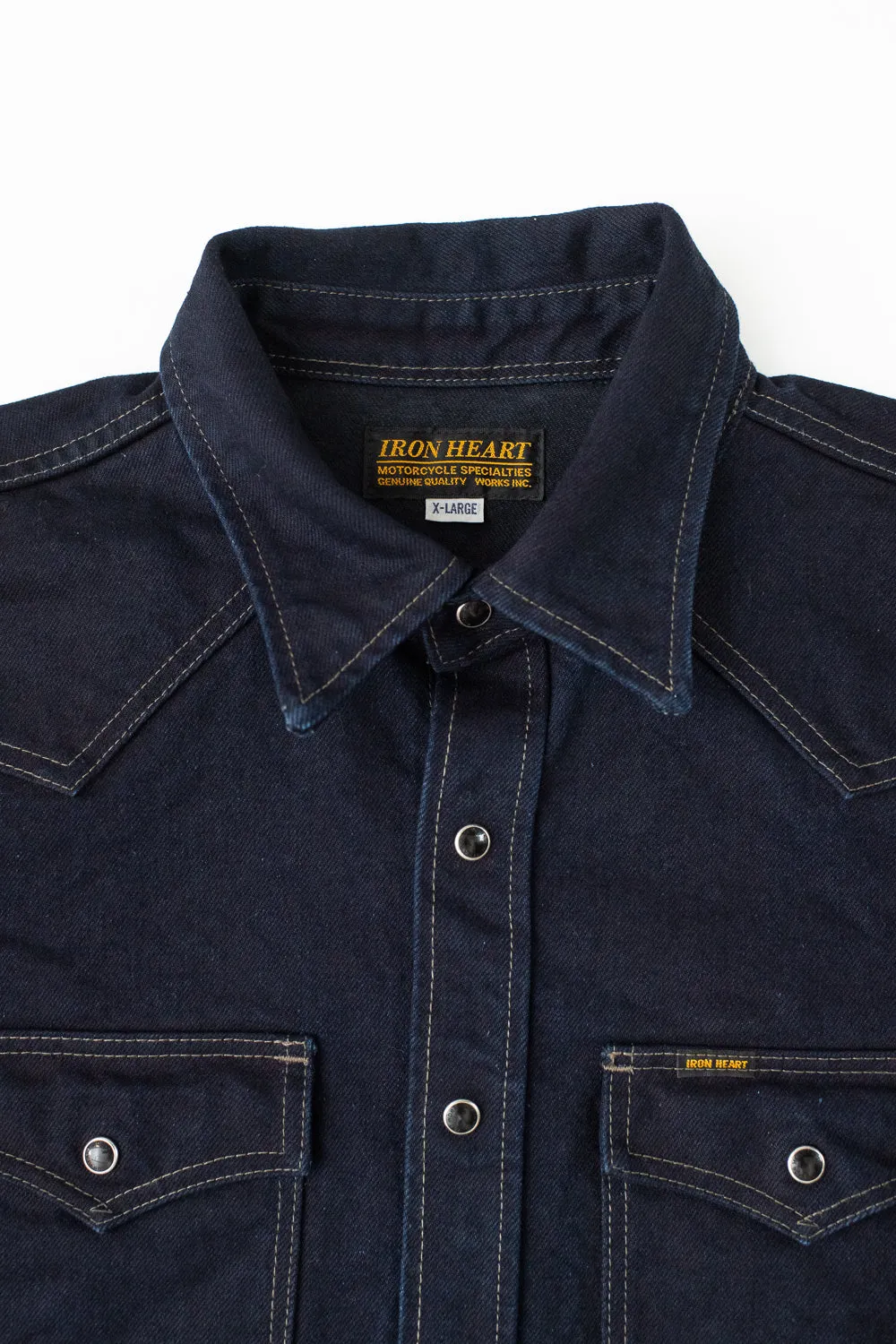 IHSH-295-IB - 14oz Selvedge Denim Western Shirt - Indigo/Black