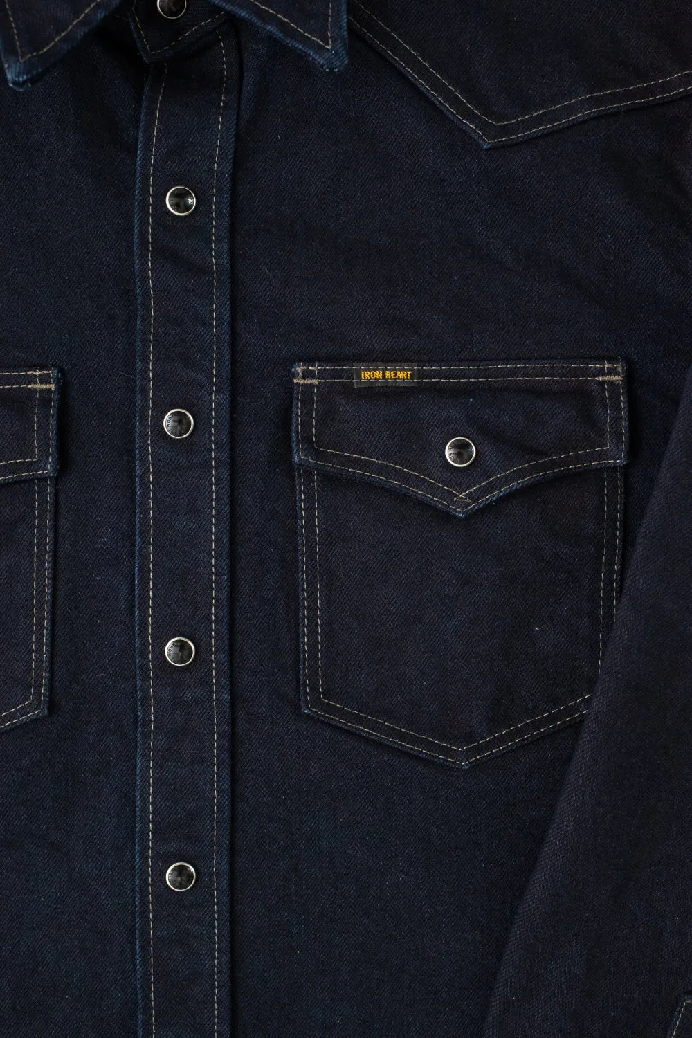 IHSH-295-IB - 14oz Selvedge Denim Western Shirt - Indigo/Black