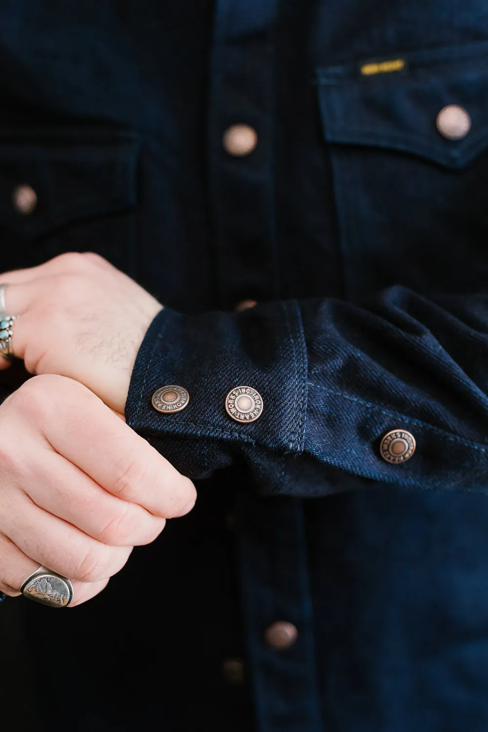 IHSH-409-IB - 19oz Selvedge Denim CPO Shirt - Indigo/Black