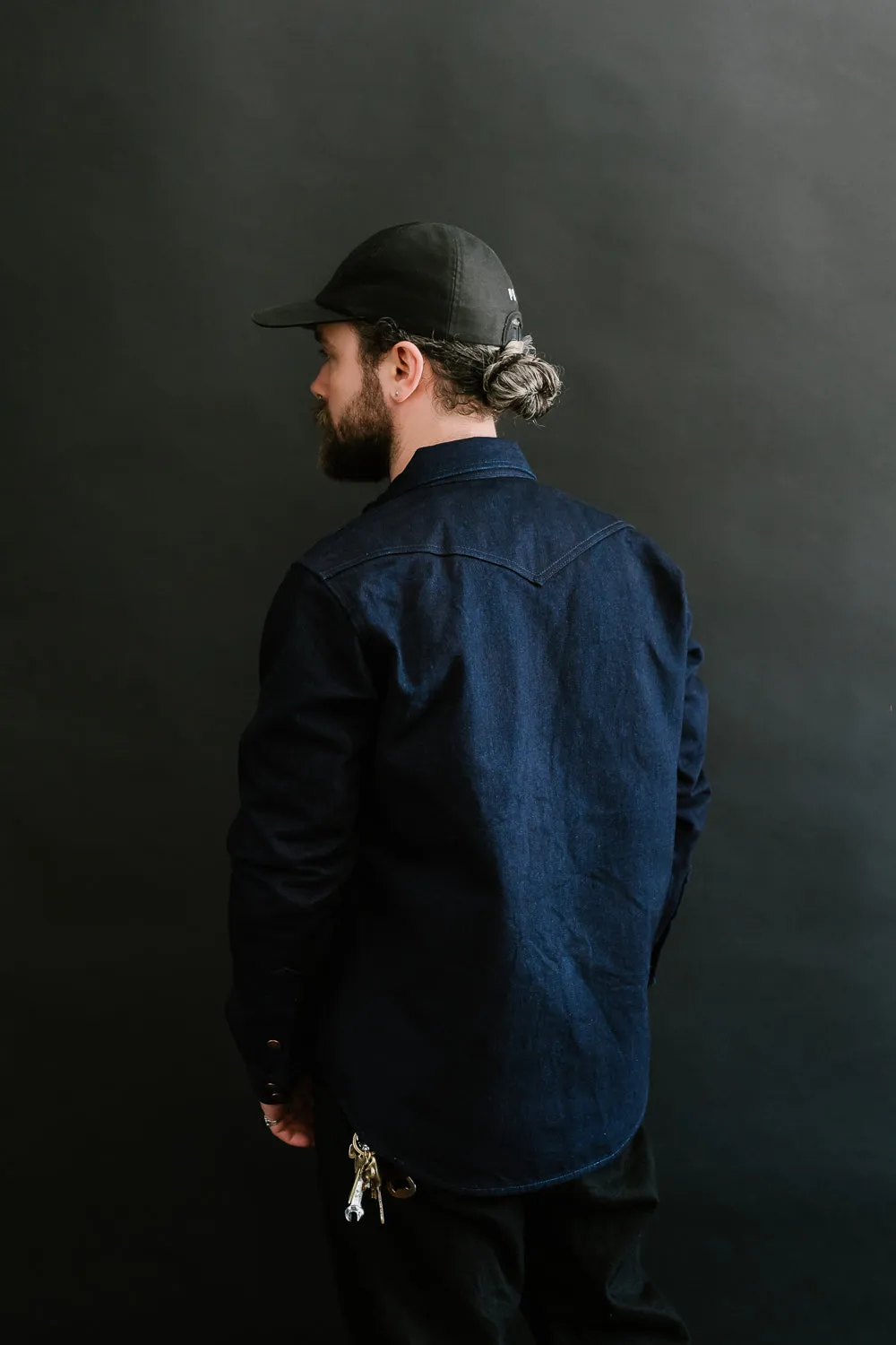 IHSH-409-IB - 19oz Selvedge Denim CPO Shirt - Indigo/Black