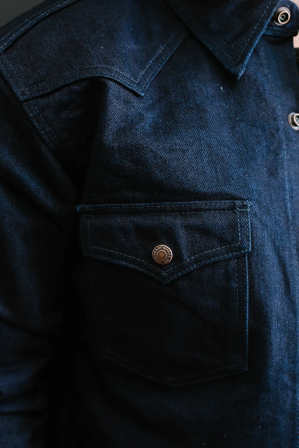 IHSH-409-IB - 19oz Selvedge Denim CPO Shirt - Indigo/Black