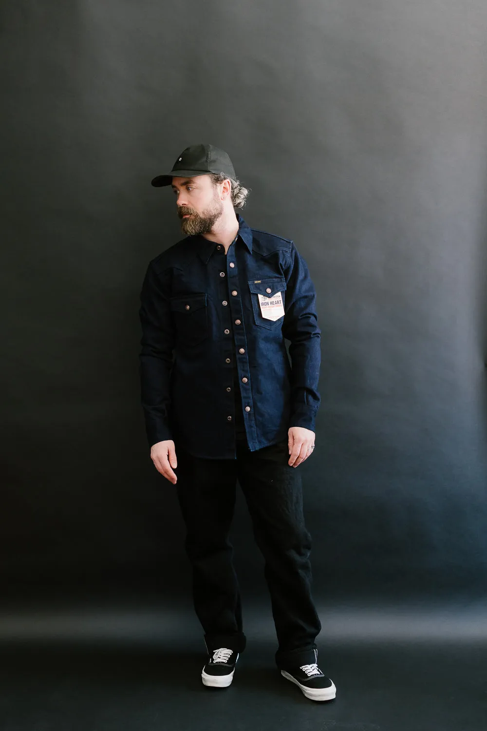 IHSH-409-IB - 19oz Selvedge Denim CPO Shirt - Indigo/Black