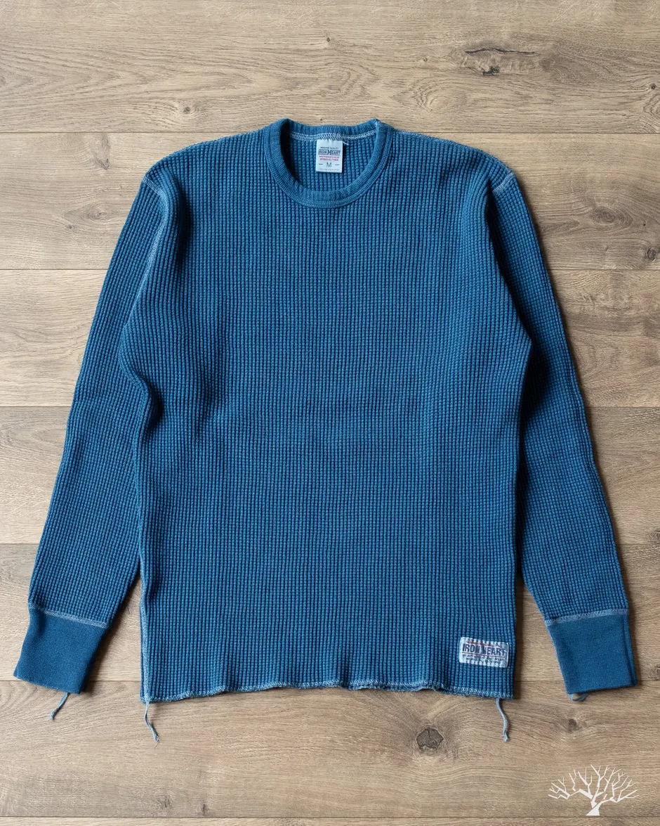 IHTL-1301-IND - Waffle Knit Long Sleeve Crew Neck Thermal - Indigo