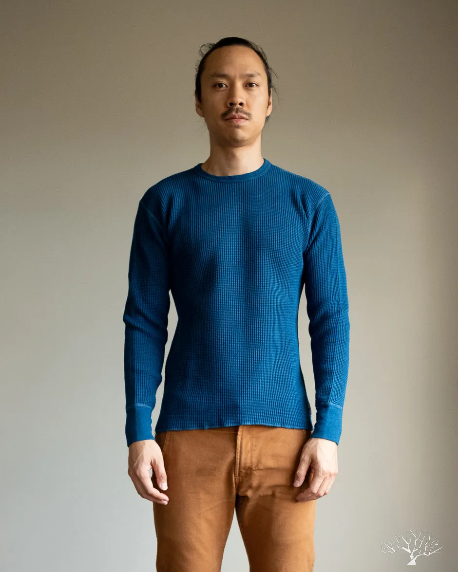 IHTL-1301-IND - Waffle Knit Long Sleeve Crew Neck Thermal - Indigo