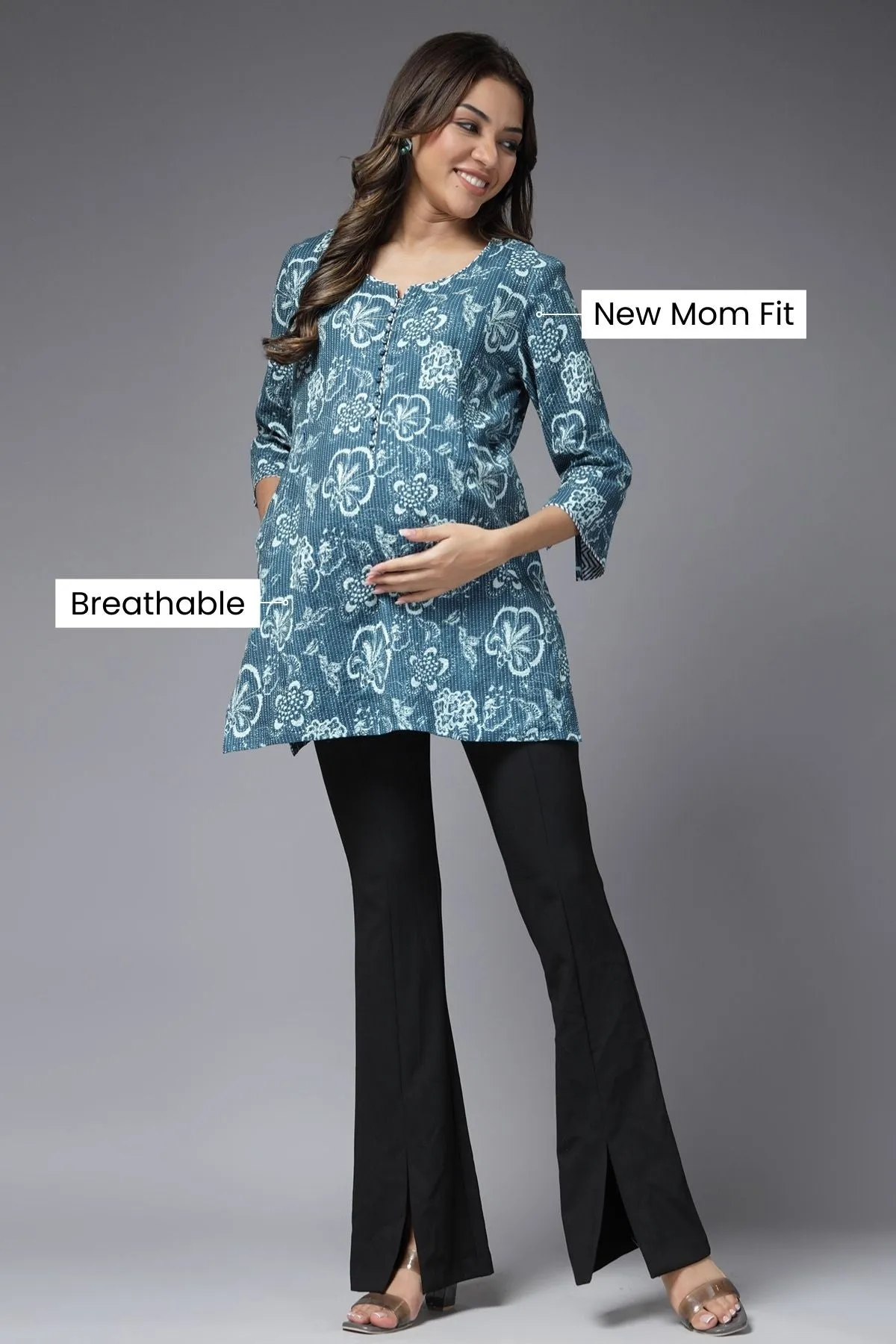 Indigo Elegance Maternity Feeding Short Top