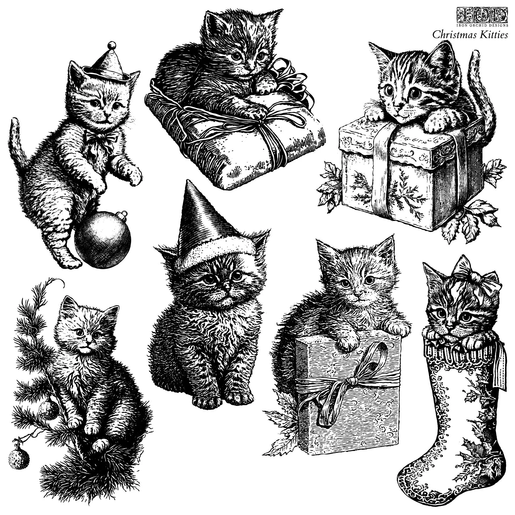 Iron Orchid Designs Christmas Kitties | IOD Decor Stamp